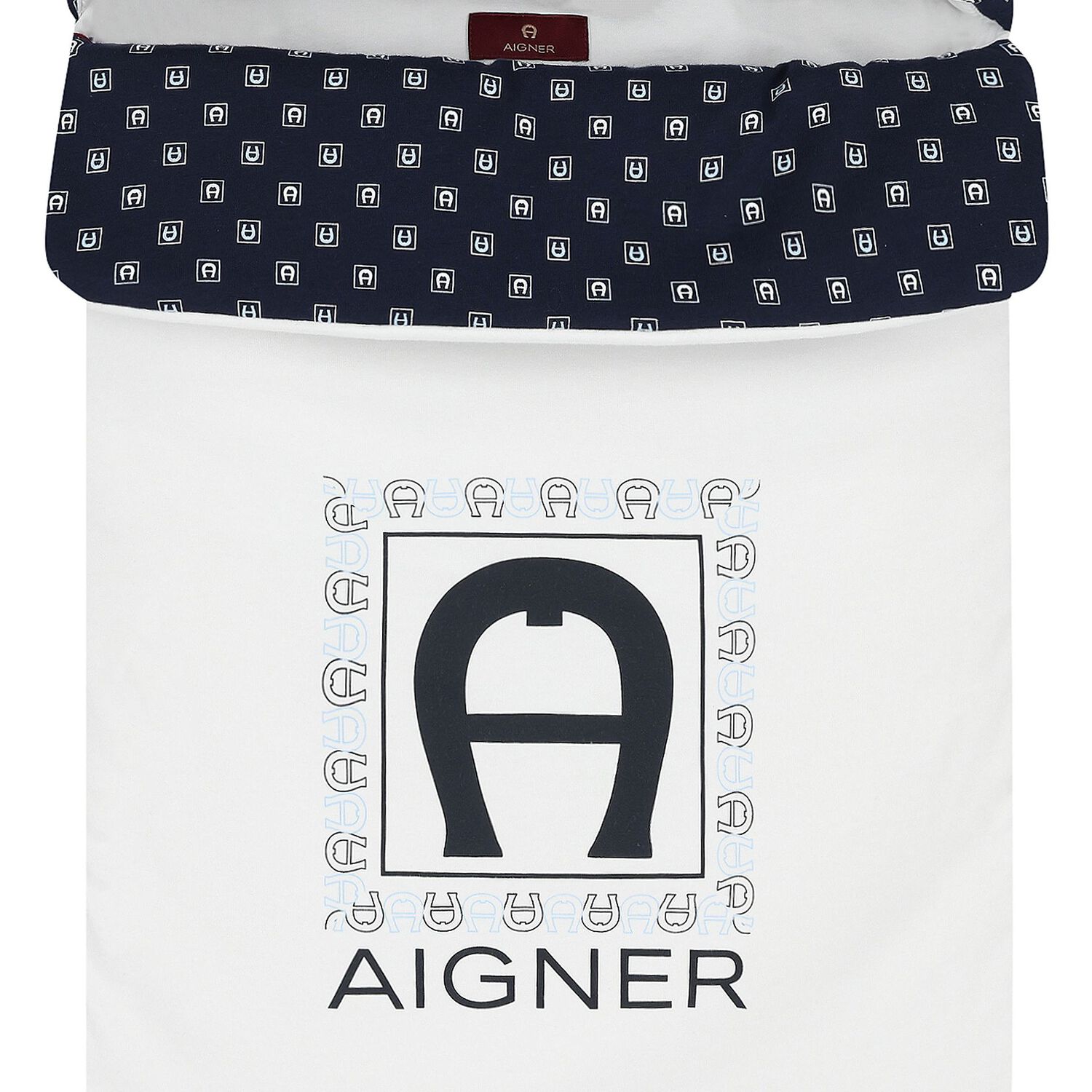 Baby Boys White & Navy Blue Logo Nest, 1, hi-res