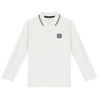 Boys White Logo Polo Shirt, 1, hi-res