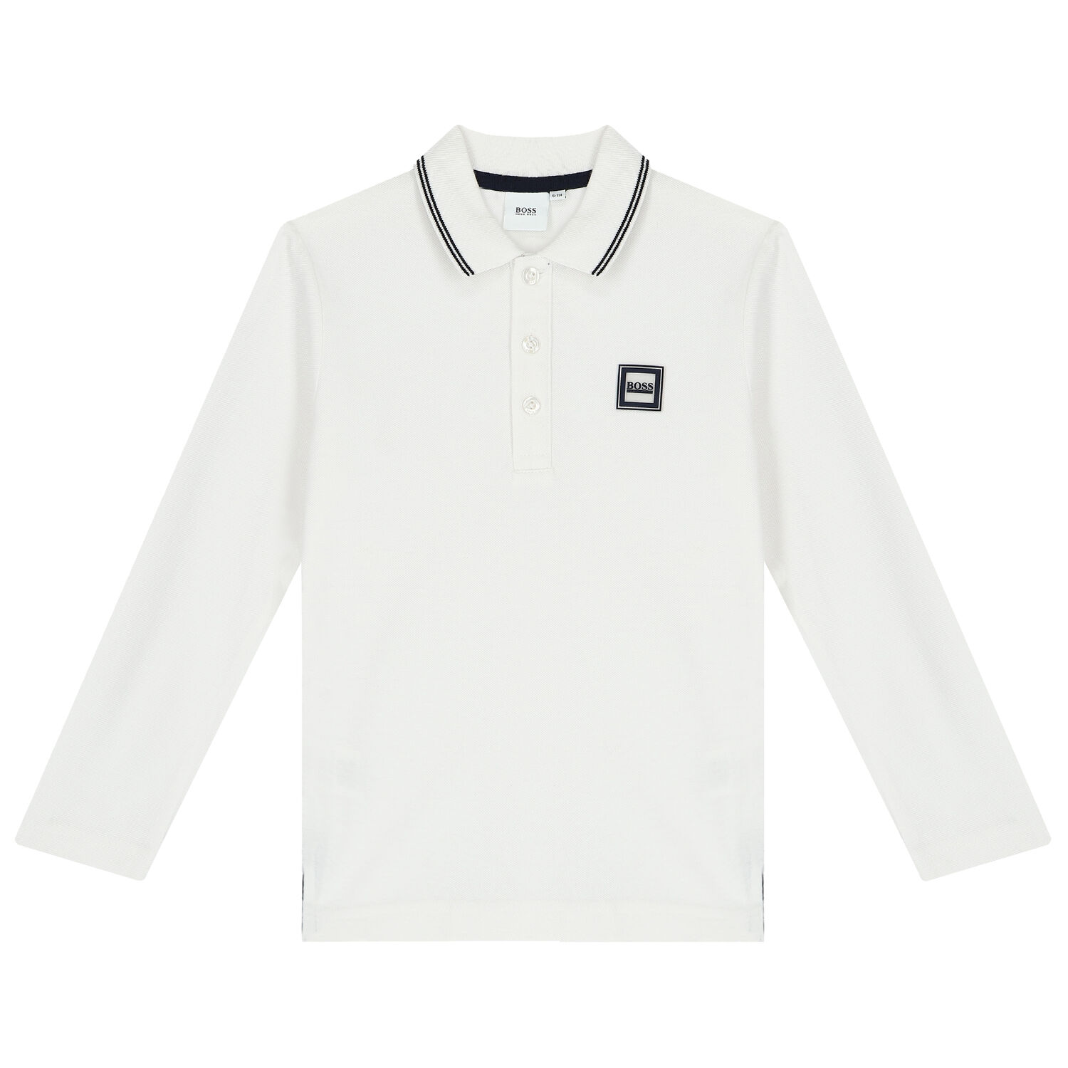 Boys White Logo Polo Shirt, 1, hi-res