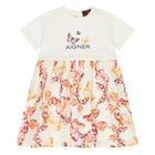 Younger Girls Ivory & Pink Butterflies Logo Dress, 3, hi-res