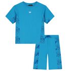 Boys Blue Logo Shorts Set, 2, hi-res