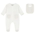 White & Beige Logo Babygrow Set, 5, hi-res