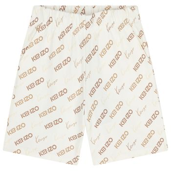 Ivory & Beige Logo Shorts