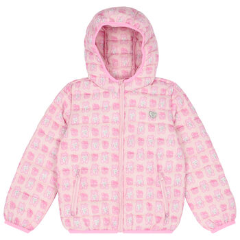 Younger Girls Pink Bear Logo Padded Jacket