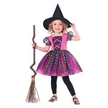 Girls Pink & Black Halloween Witch Costume