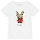 Girls White Bunny Logo T-Shirt, 2, hi-res