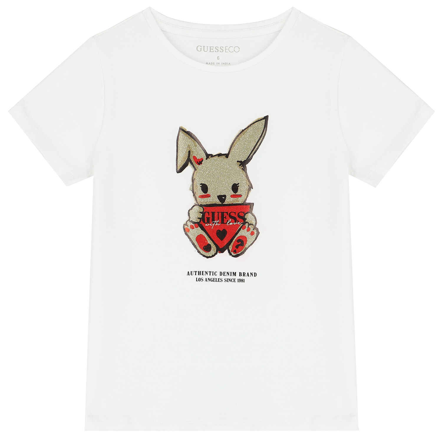 Girls White Bunny Logo T-Shirt, 2, hi-res