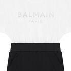 Girls Black and White Cotton Dress, 2, hi-res