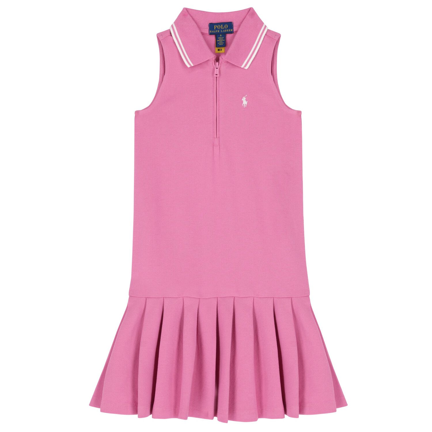 Girls Pink Logo Polo Dress, 1, hi-res
