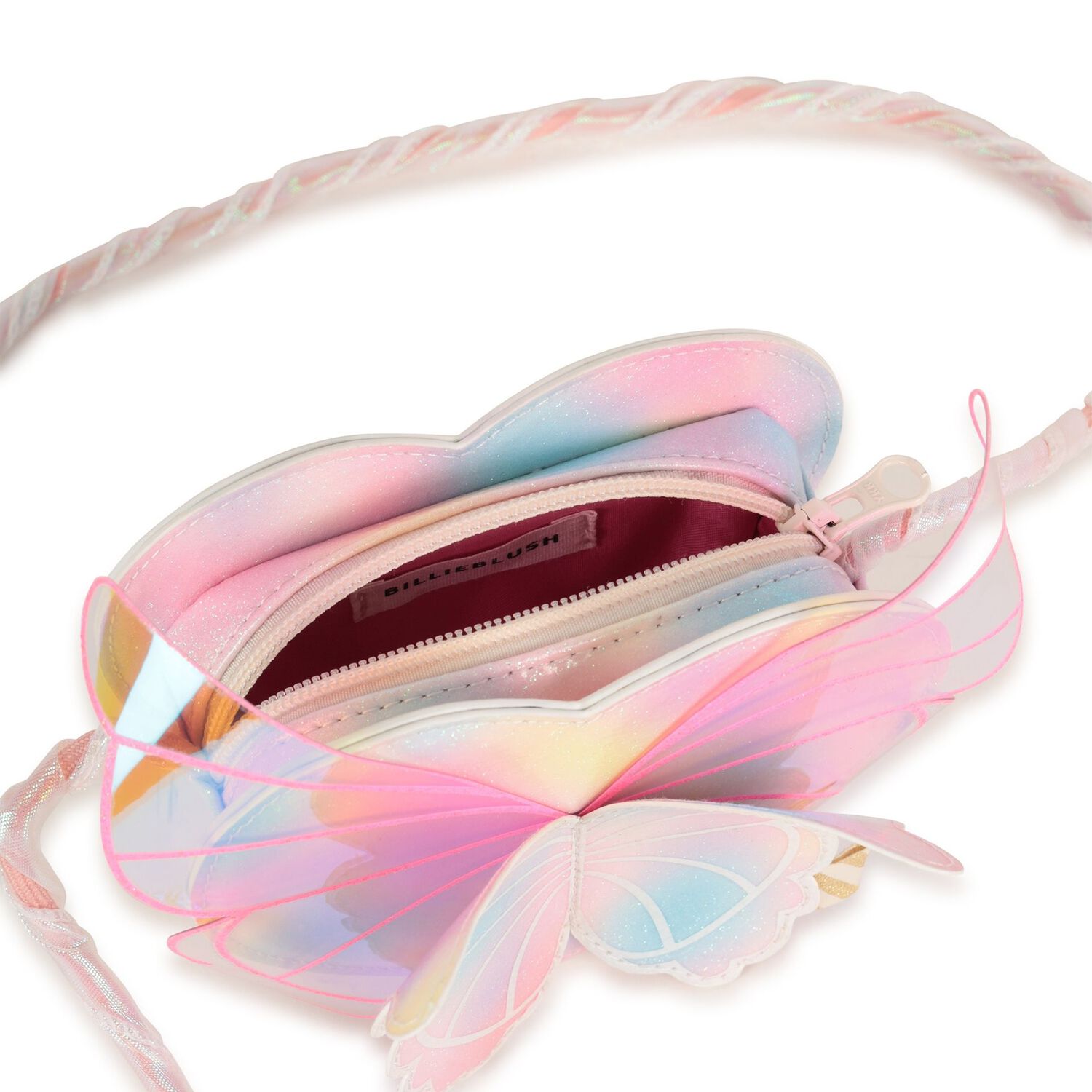 Girls Pink Butterfly Handbag, 1, hi-res