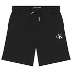Boys Black Logo Shorts, 1, hi-res