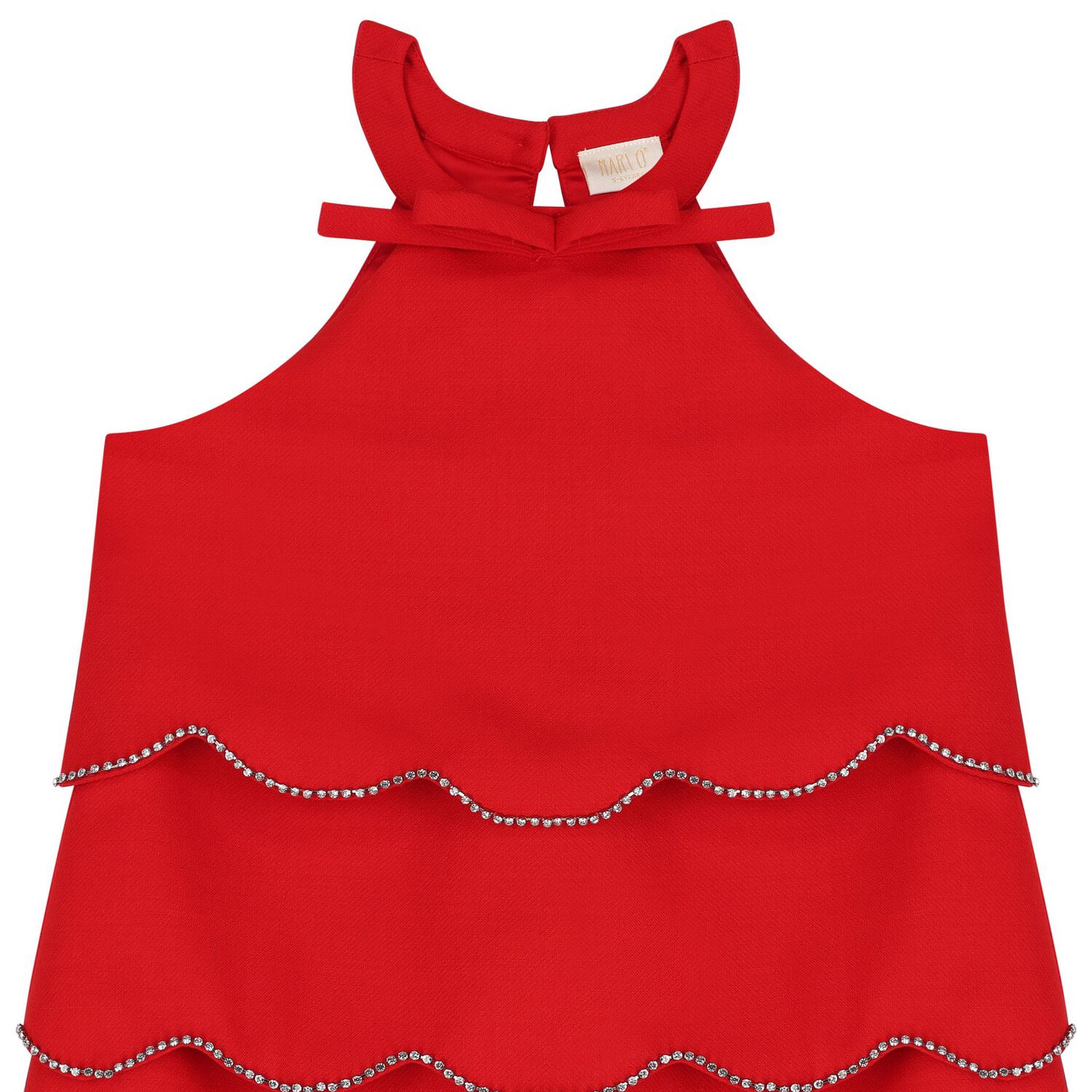 Girls Red Logo Diamante Dress , 1, hi-res image number null
