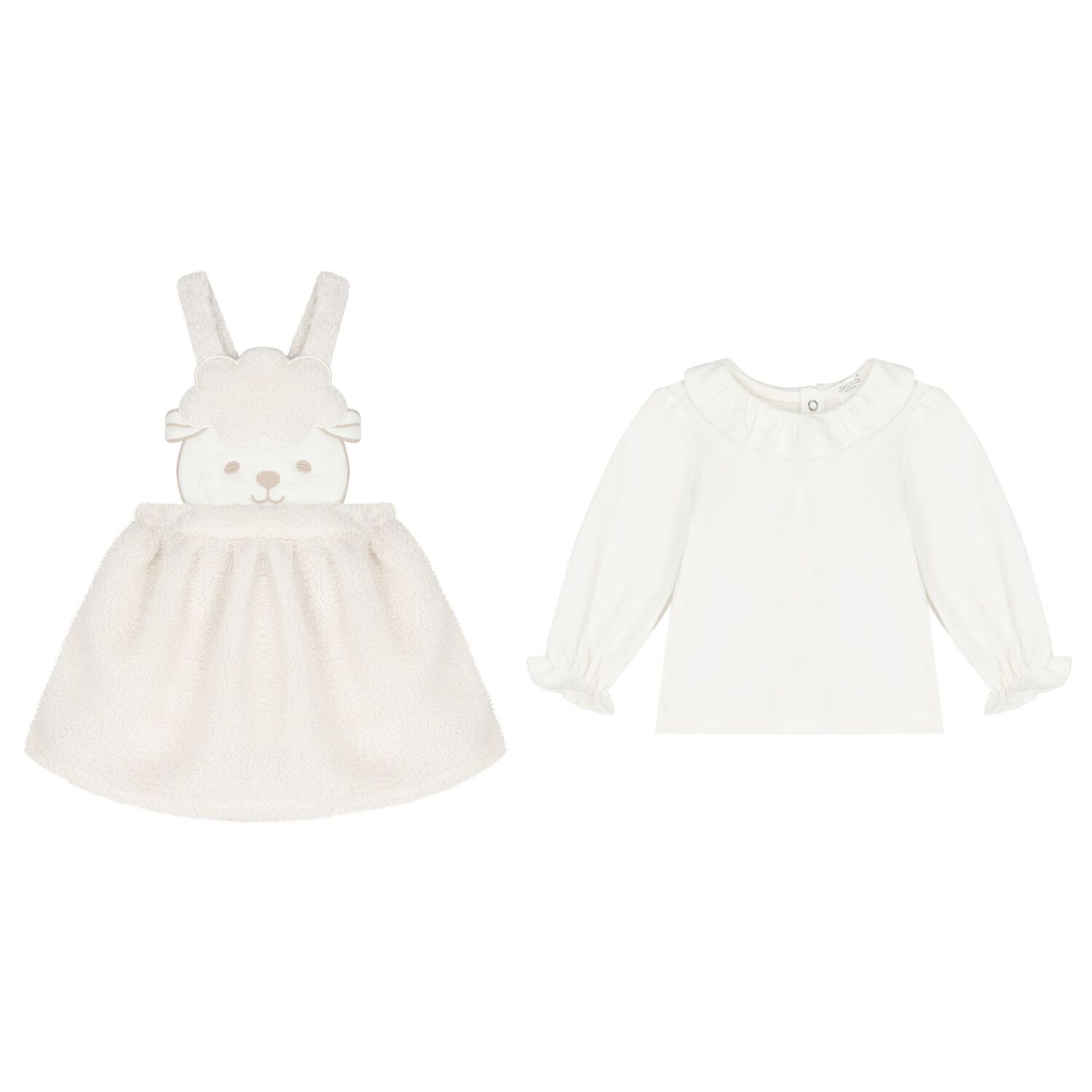 Baby Girls Ivory Sheep Skirt Set, 1, hi-res