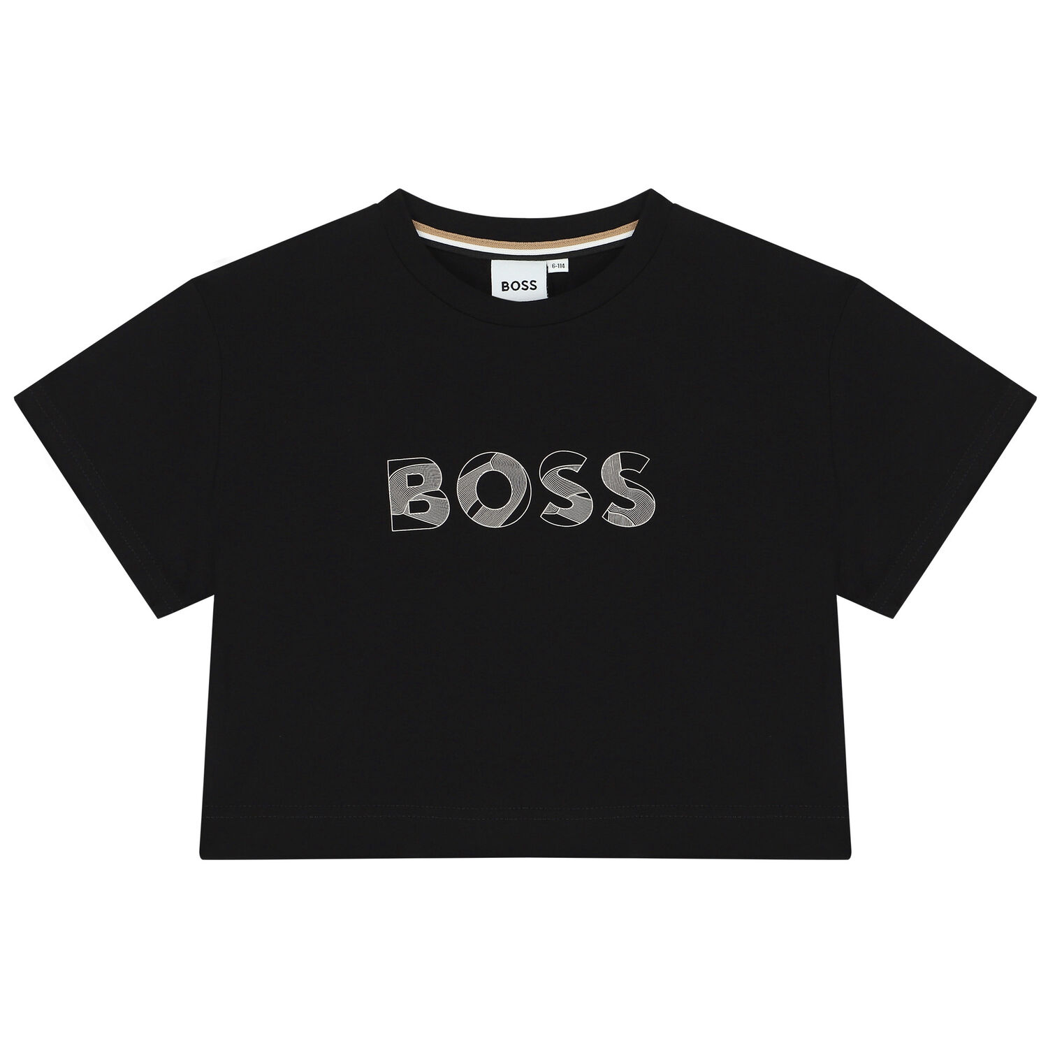 Girls Black Logo Crop Top, 2, hi-res