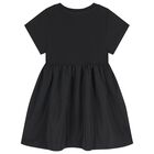Girls Black Logo Dress, 1, hi-res