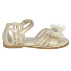 Girls Gold Bow Sandals, 1, hi-res