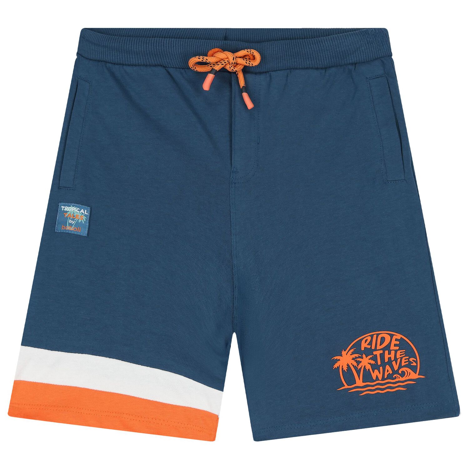 Boys Orange & Navy Blue Shorts Set, 1, hi-res