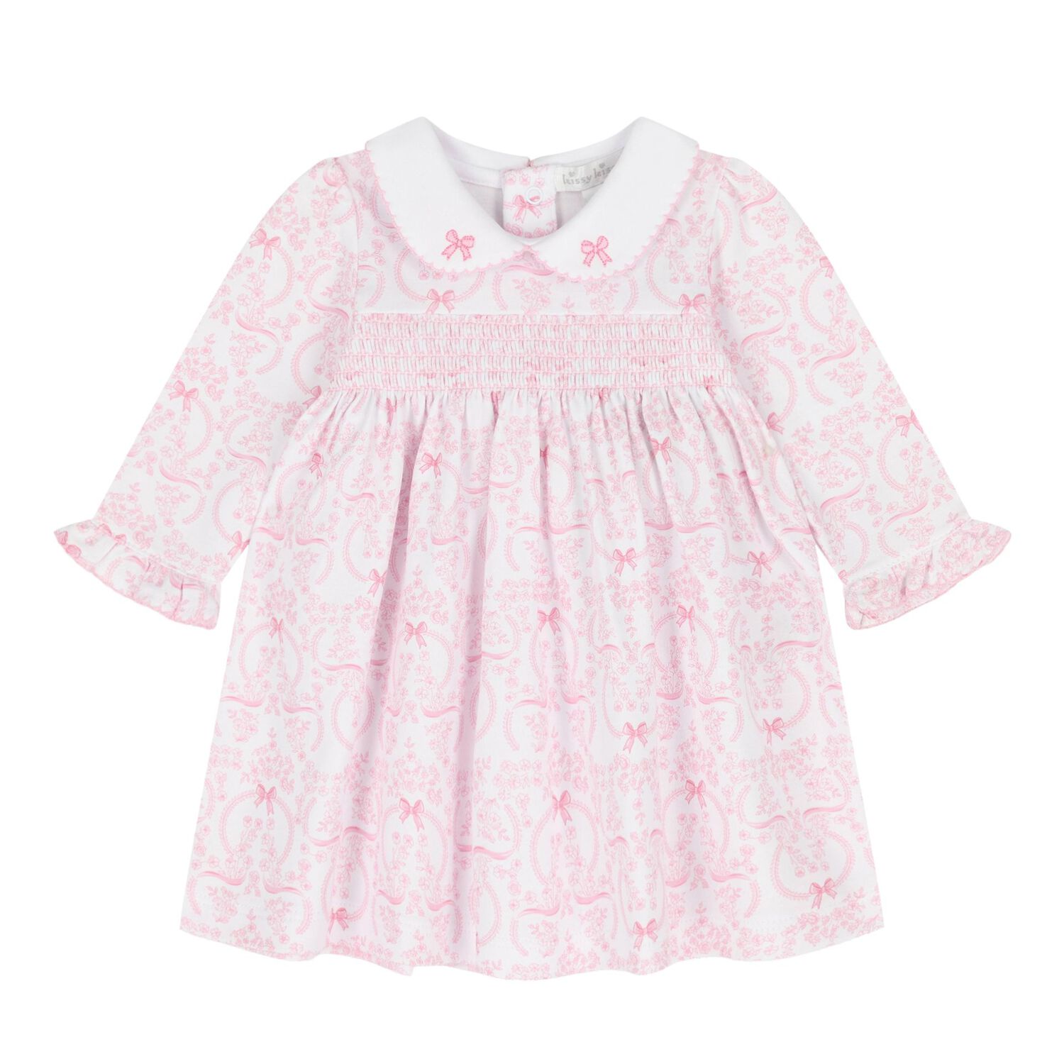  Baby Girls White & Pink Delicate Blooming Bow Dress Set, 1, hi-res