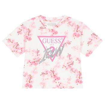Girls White Logo Floral T-Shirt