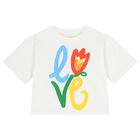 Girls Ivory Flower T-Shirt, 1, hi-res