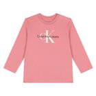 Baby Girls Pink Logo Long Sleeve Top, 5, hi-res