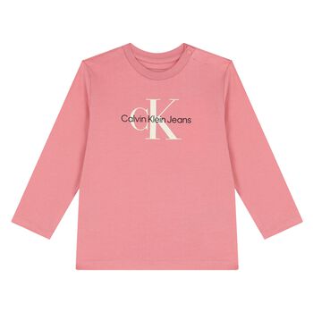 Baby Girls Pink Logo Long Sleeve Top