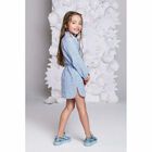 Girls Blue Striped Long Sleeved Dress, 1, hi-res