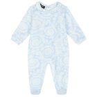 Baby Boys Blue & Ivory Barocco Babygrow Gift Set, 3, hi-res