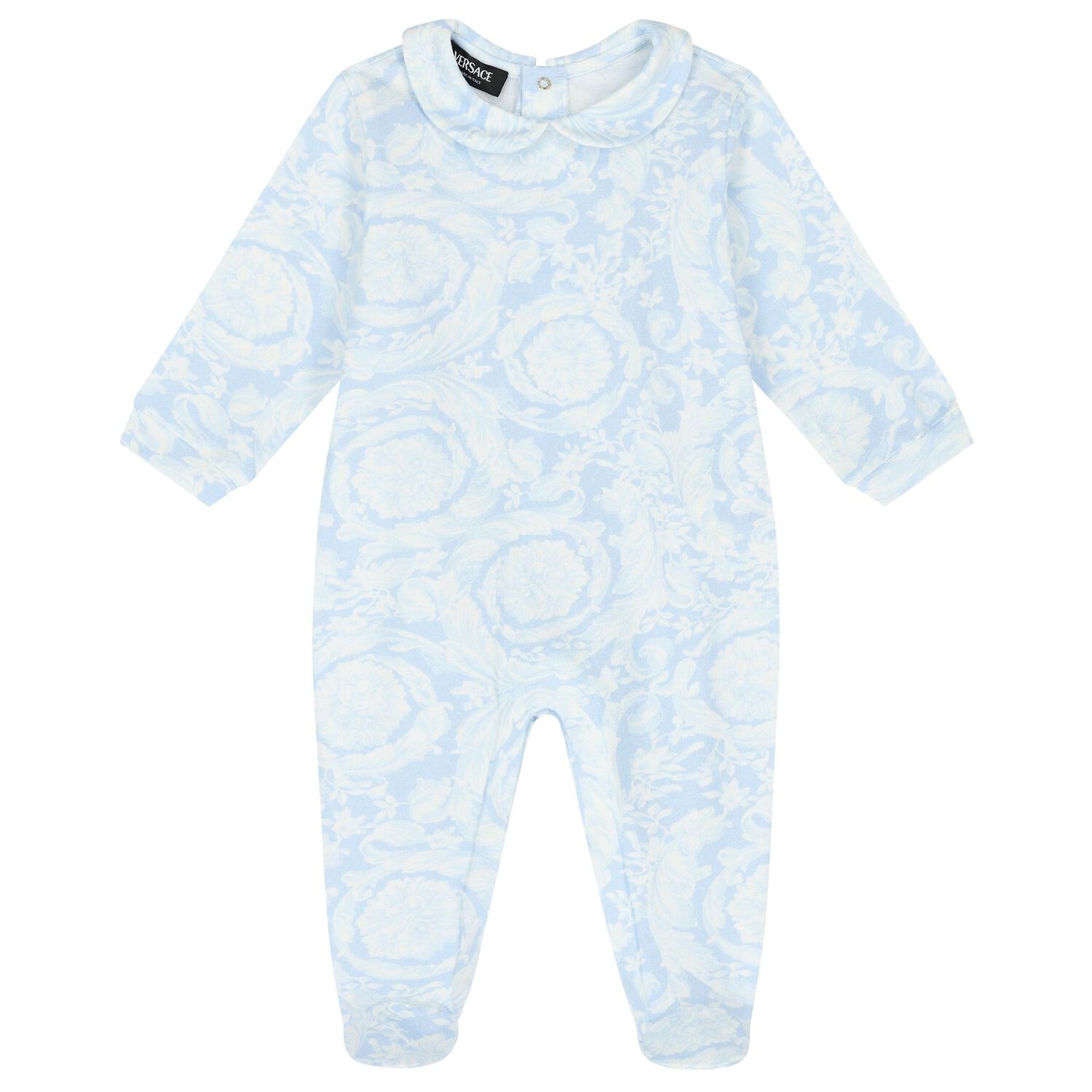 Baby Boys Blue & Ivory Barocco Babygrow Gift Set, 3, hi-res