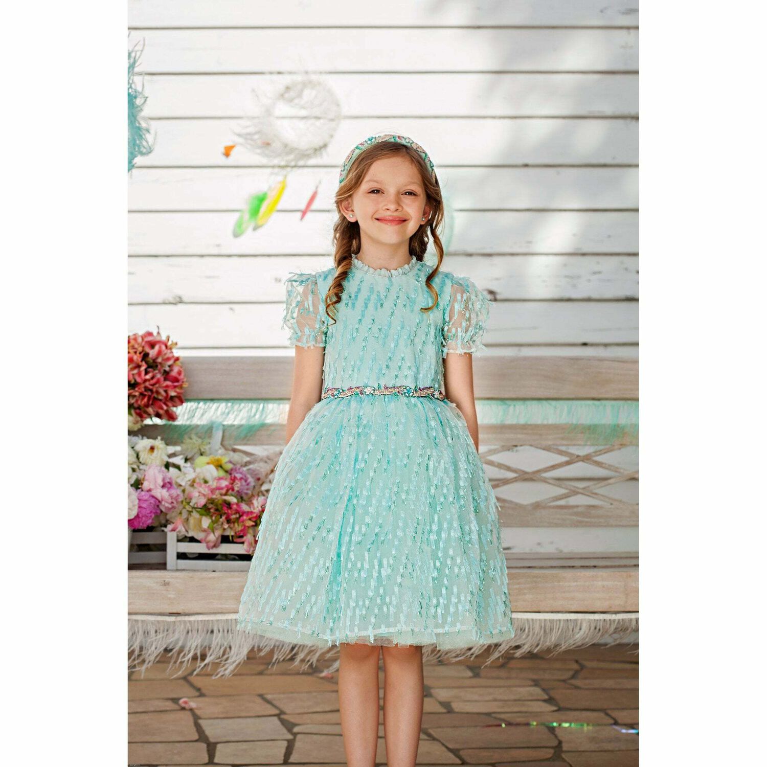 Girls Blue Special Occasion Dress, 1, hi-res