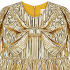 Girls Metallic Gold Tiered Dress, 1, hi-res