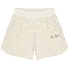 Girls Beige Logo Shorts, 1, hi-res