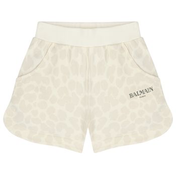 Girls Beige Logo Shorts