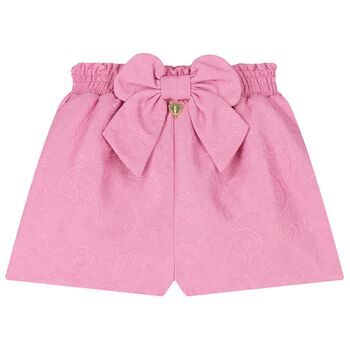 Girls Pink Jacquard Shorts