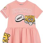 Girls Pink Tiger Logo Dress, 1, hi-res