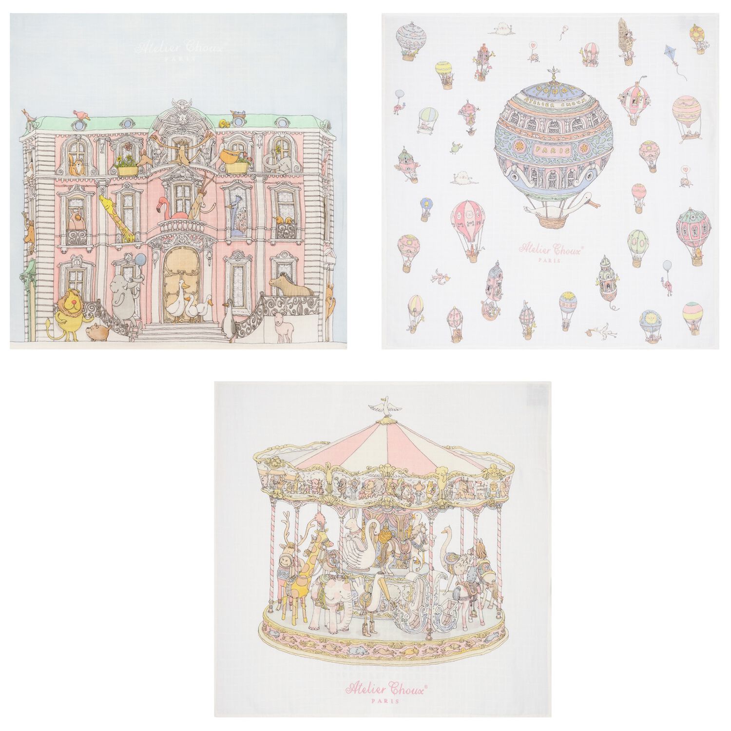 Baby Girls White & Pink Signature Carrés Gift Set, 1, hi-res