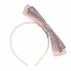 Girls Rose-Gold & White Bow Headband, 1, hi-res