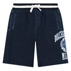 Boys Navy Blue Varsity Logo Shorts, 1, hi-res
