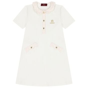 Girls Ivory Logo Dress