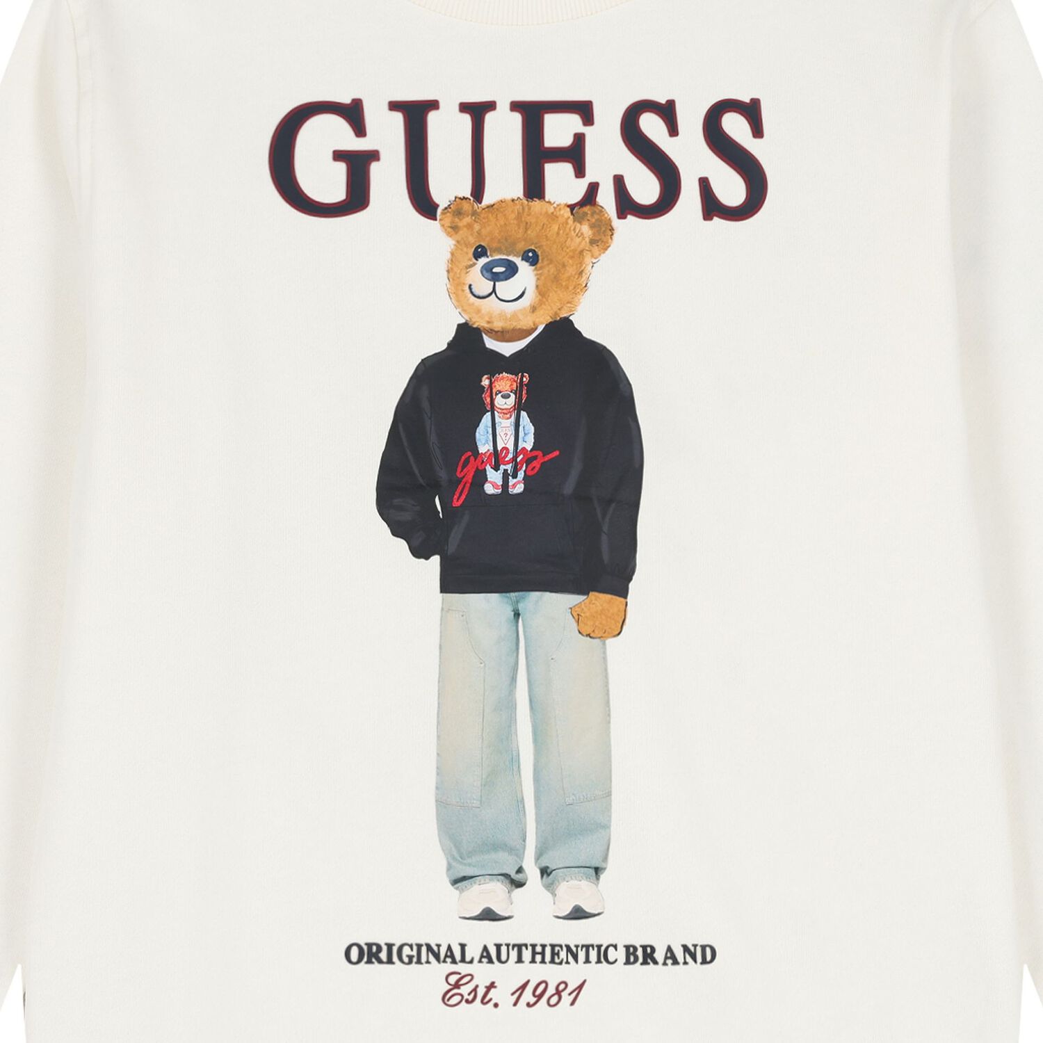 Boys Ivory Teddy Bear Logo Sweatshirt, 1, hi-res
