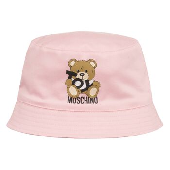 Baby Girls Pink Teddy Bear Logo Hat