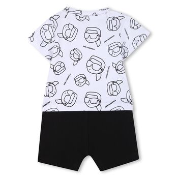 Baby Boys White & Black Ikonik Romper
