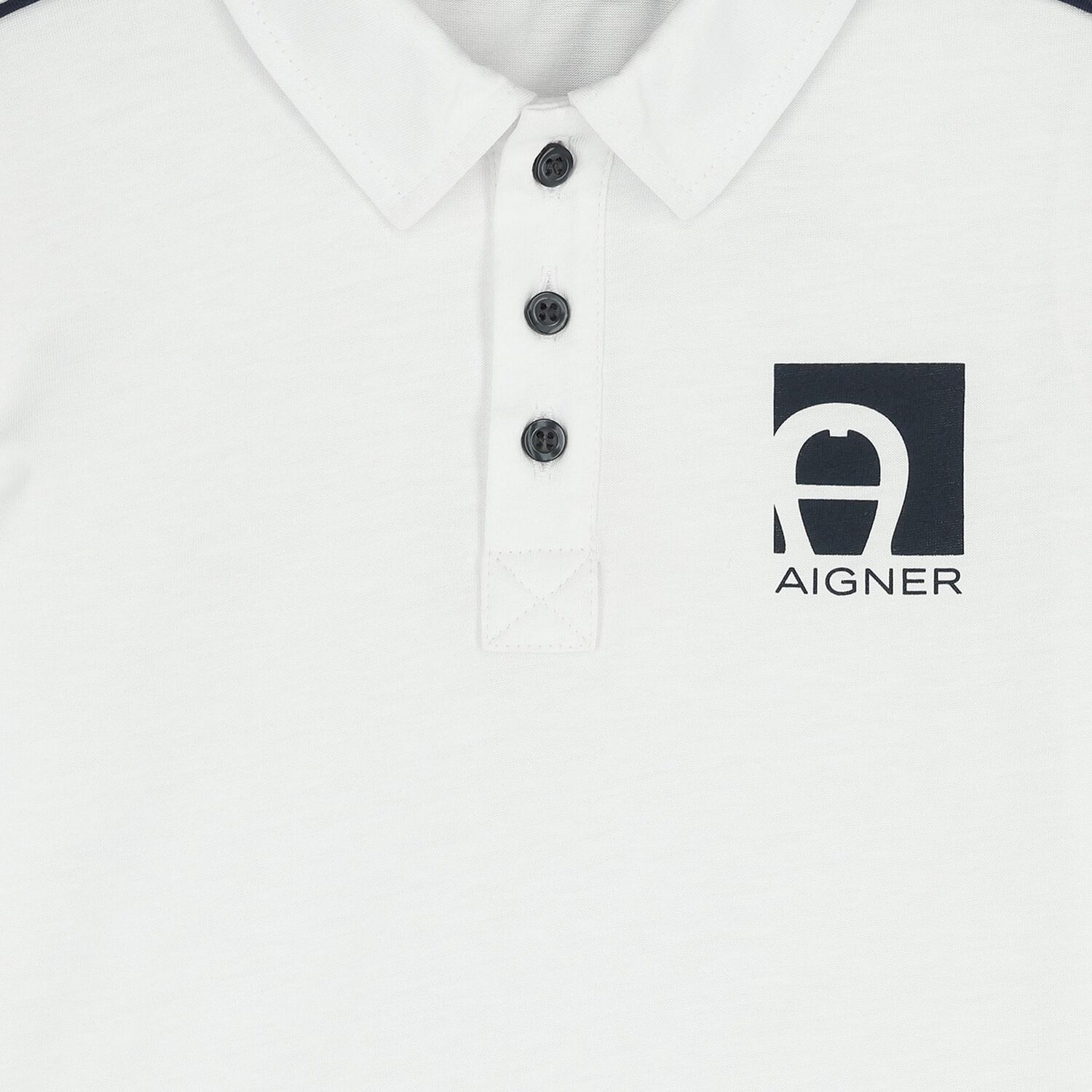 Boys White Logo Polo Shirt, 1, hi-res