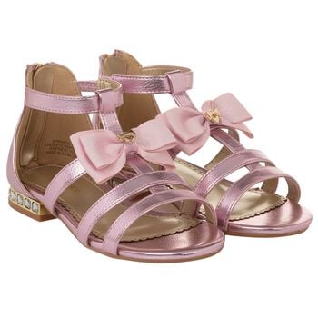 Girls Pink Diamante Bow Sandals