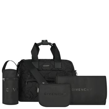 Black Logo Quilted Baby Changing Bag