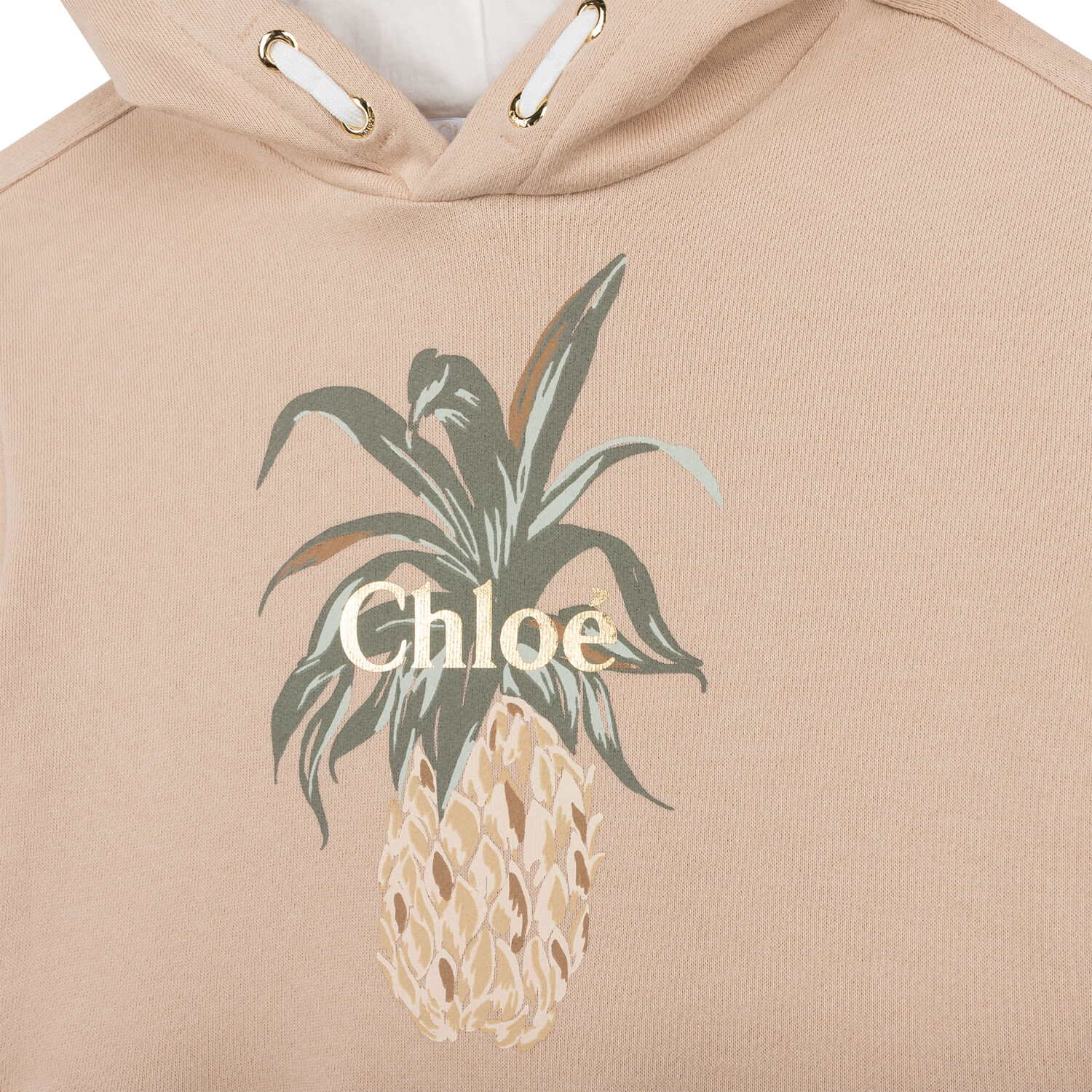 Girls Beige Pineapple Hooded Dress, 1, hi-res image number null