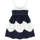 Girls Navy Blue & White Dress, 1, hi-res