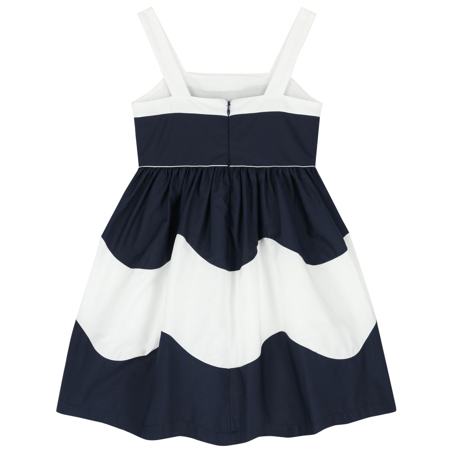Girls Navy Blue & White Dress, 1, hi-res