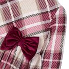 Girls Red & Beige Bow Tartan Dress, 1, hi-res
