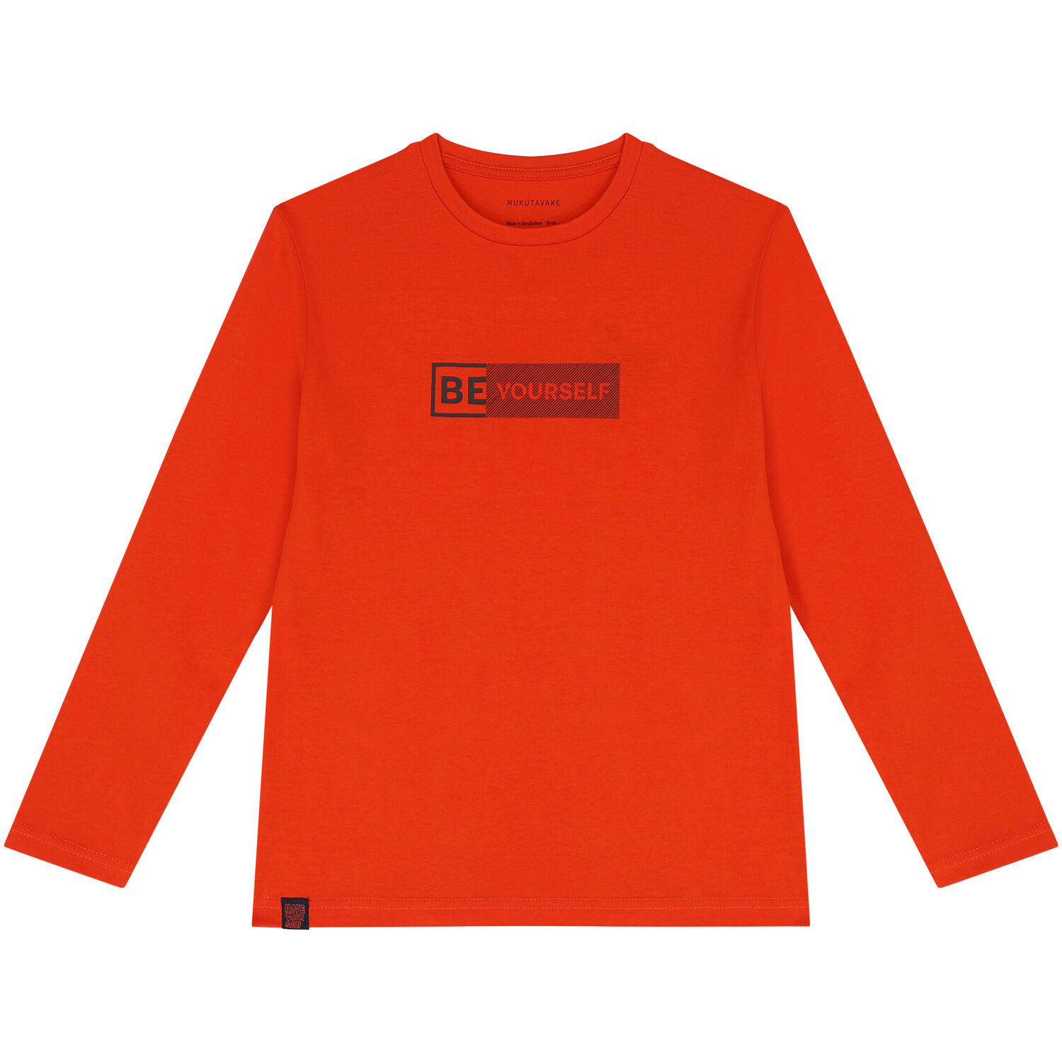 Boys Orange Printed Long Sleeve Top, 1, hi-res